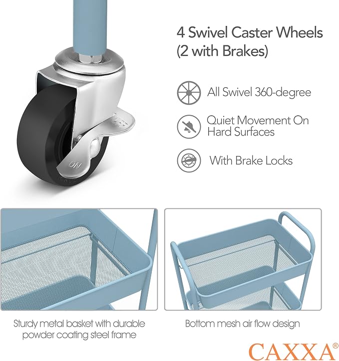 CAXXA 3-Tier Rolling Metal Storage Organizer - Image 5