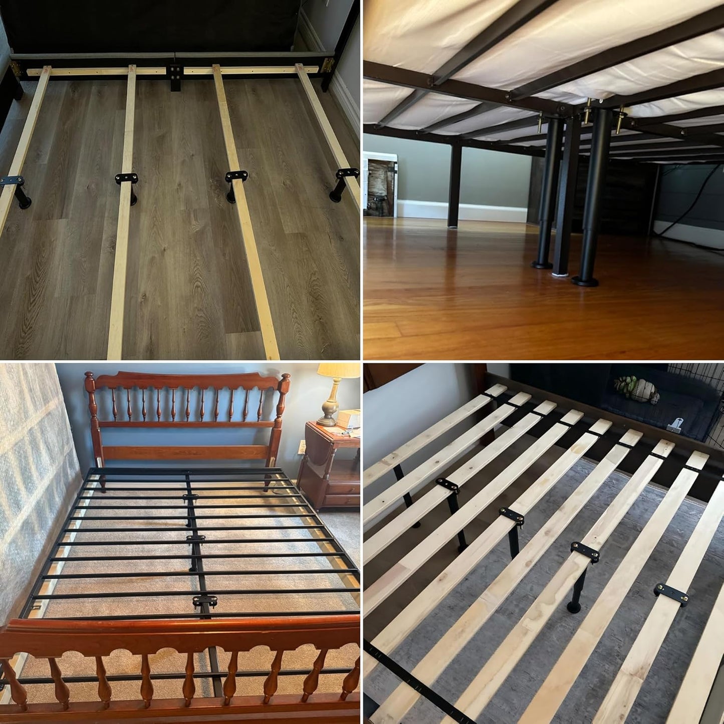 Under Bed Metal Support Legs, Adjustable Height Bed Frame Support Leg, Bed Slat Support Leg for Heavy Duty/Wooden/King/Queen Bed Frame (7"-12.6" (4pcs))