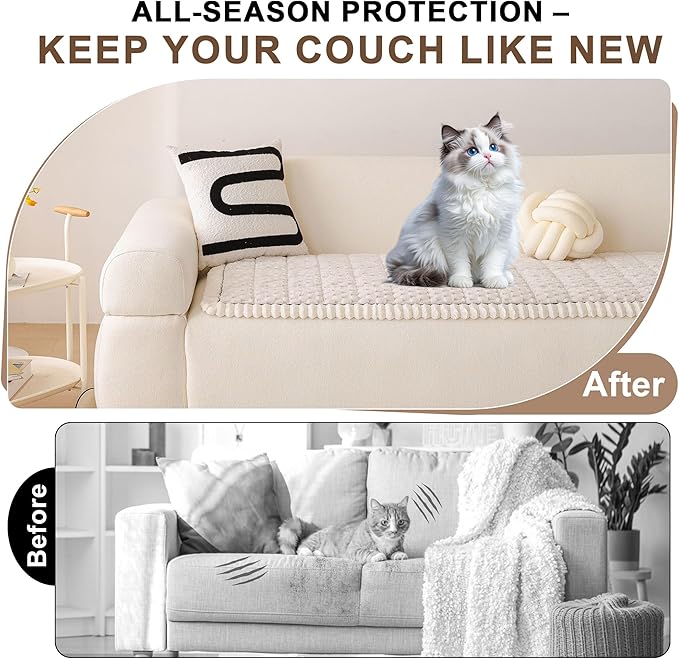 OTOB Couch Covers for 3 Cushion Sofa Pet Friendly, All Seasons Non Slip Plush - Image 5