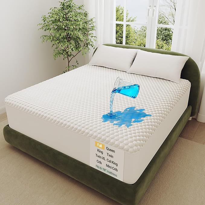 OhGeni 100% Waterproof Mattress Protector, Full Size Mattress Pad, Fits 6"-20" by OhGeni