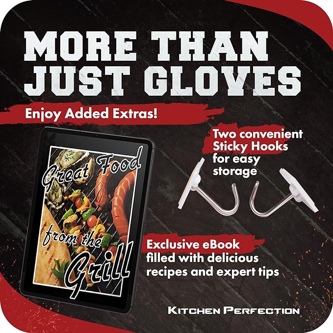 KITCHEN PERFECTION S Silicone Smoker Oven Gloves -Extreme Heat Resistant BBQ - Image 4