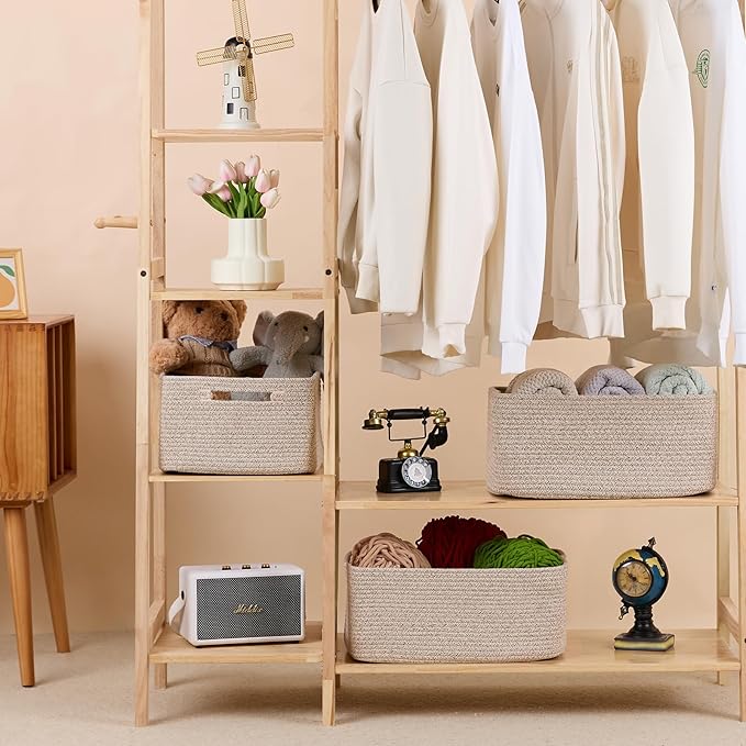 Large Storage Baskets for Organizing, Closet Shelf Baskets for Clothes Blanket - Image 3
