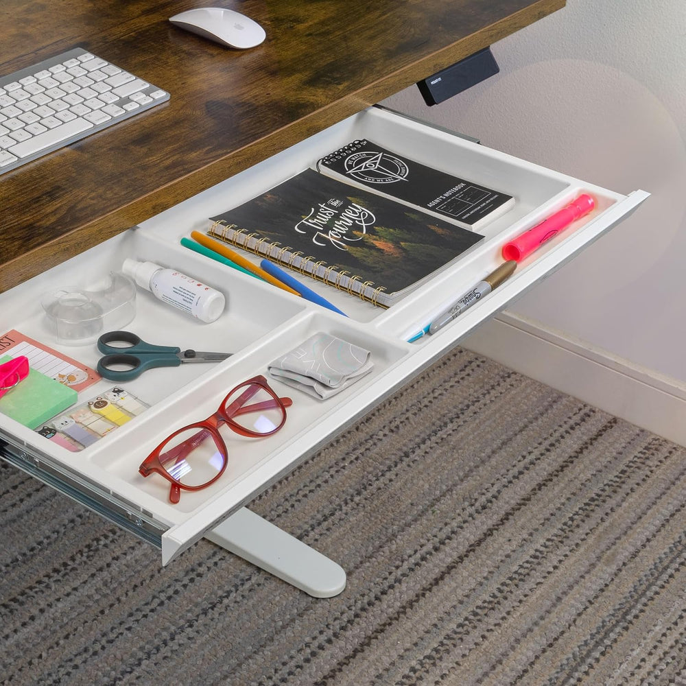 Mount-It! Under Desk Drawer with 4 Compartments, Deep Low-Profile Slide-Out S...