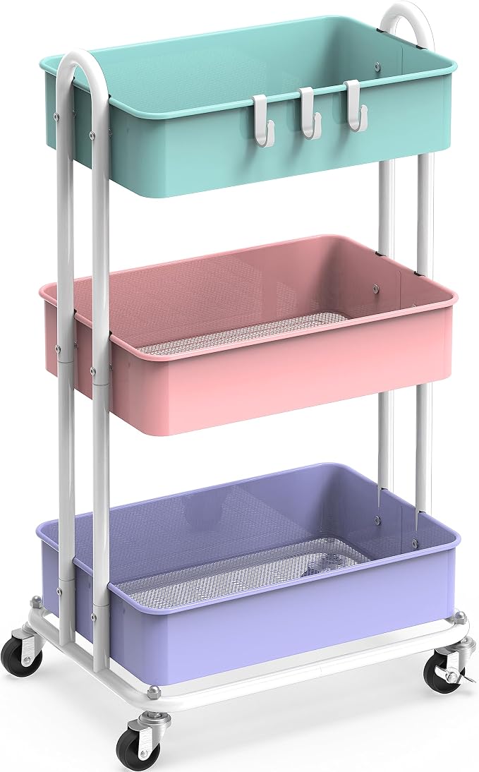 Simple Houseware 3-Tier Heavy Duty Metal Utility Rolling Cart by SimpleHouseware