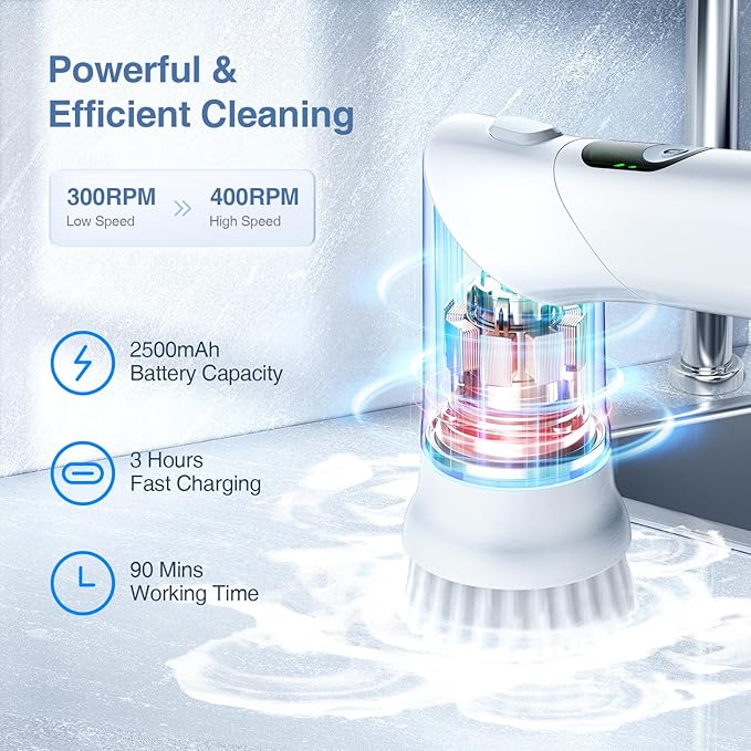 LABIGO Electric Spin Scrubber LA5 Mini, Bathroom Scrubber Shower Scrubber - Image 4