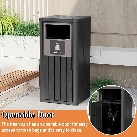 Outdoor Single Barrel Trash Can, Waterproof Resin Garbage Can - Image 3