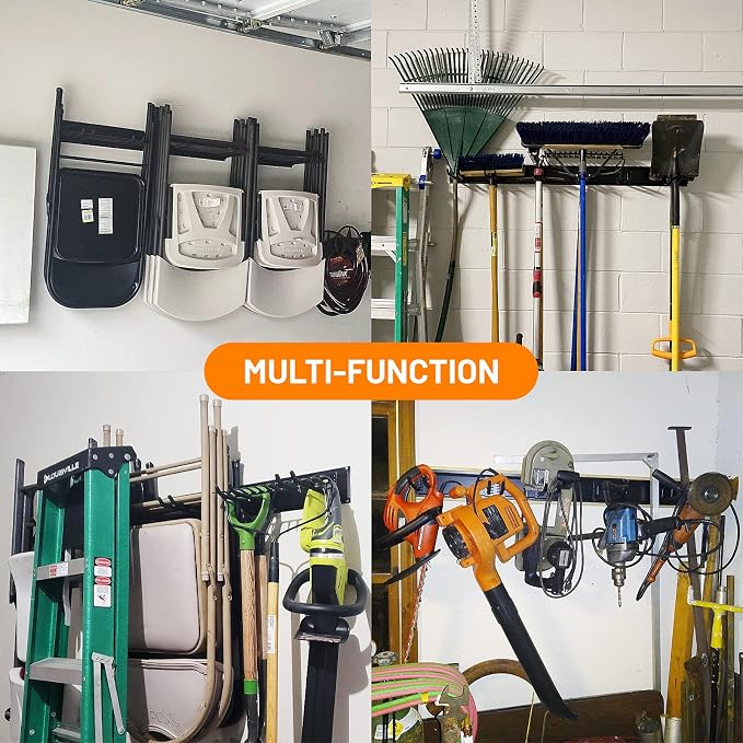 Wallmaster Garage Storage Organization Wall Mount, Garden Tool Rack Organizer