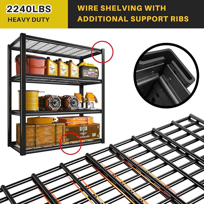 REIBII 40" W Garage Shelving 2240 LBS Storage Shelves Adjustable Heavy Duty - Image 8