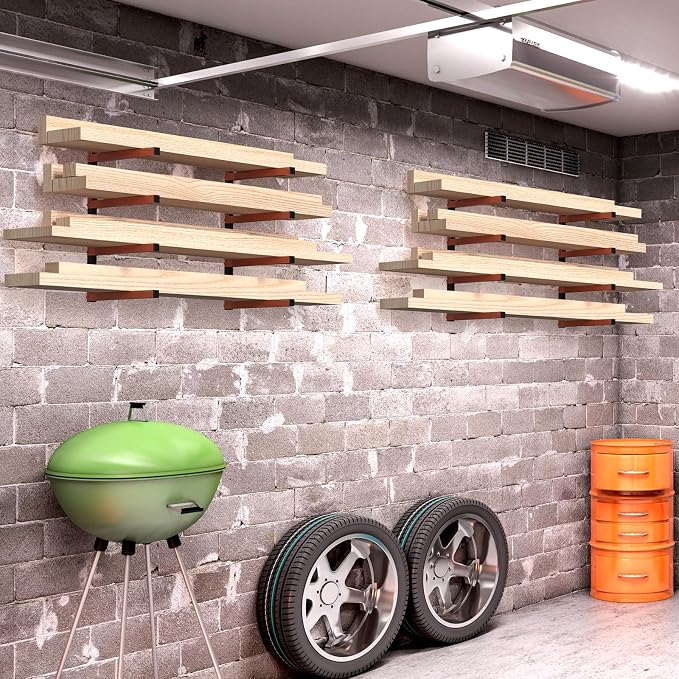 NANANARDOSO Wall Mount Wood Organizer and Lumber Storage, Heavy Duty Metal Shelf - Image 2