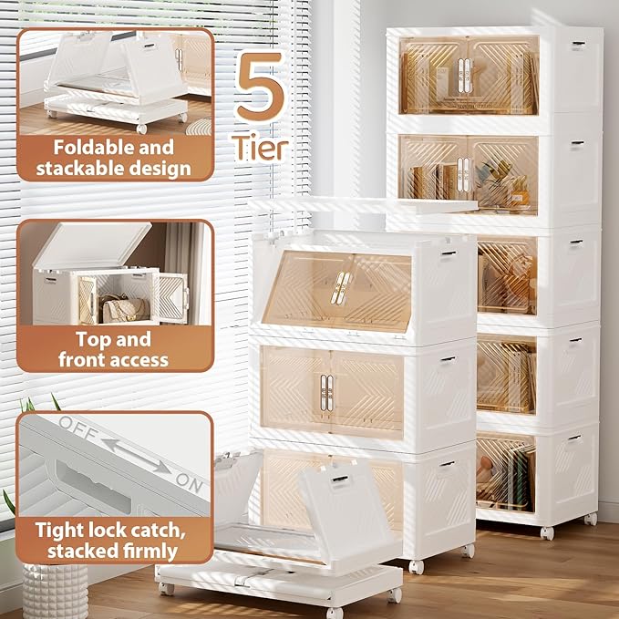 Storage Bins with Lid 76QT, Stackable Storage Containers with Wheels and - Image 6