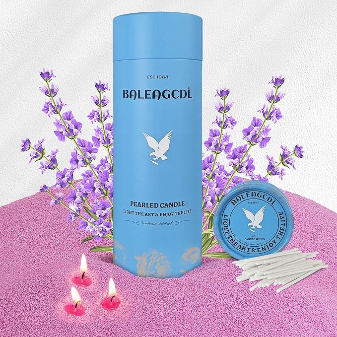 Lavender Scented Purple Pearled Candle 18oz Luxury Sand Candle Granulated Wax by ZECHKAVAA