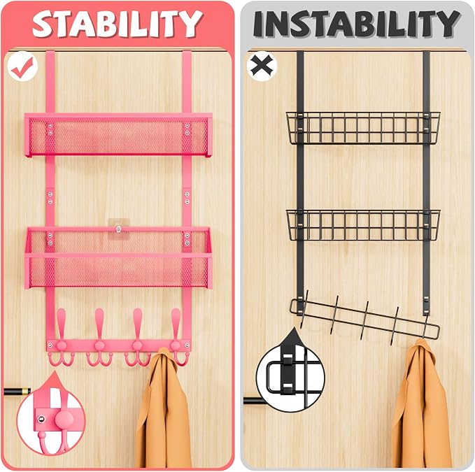 Over The Door Hooks Organizer, Coat Rack Over The Door Storage Hanger Towel Rack - Image 2