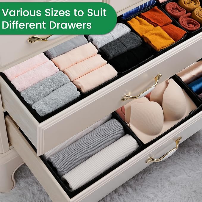 Criusia Drawer Organizer Clothes, 24 Pack Underwear Drawer Organizers, Foldable - Image 5