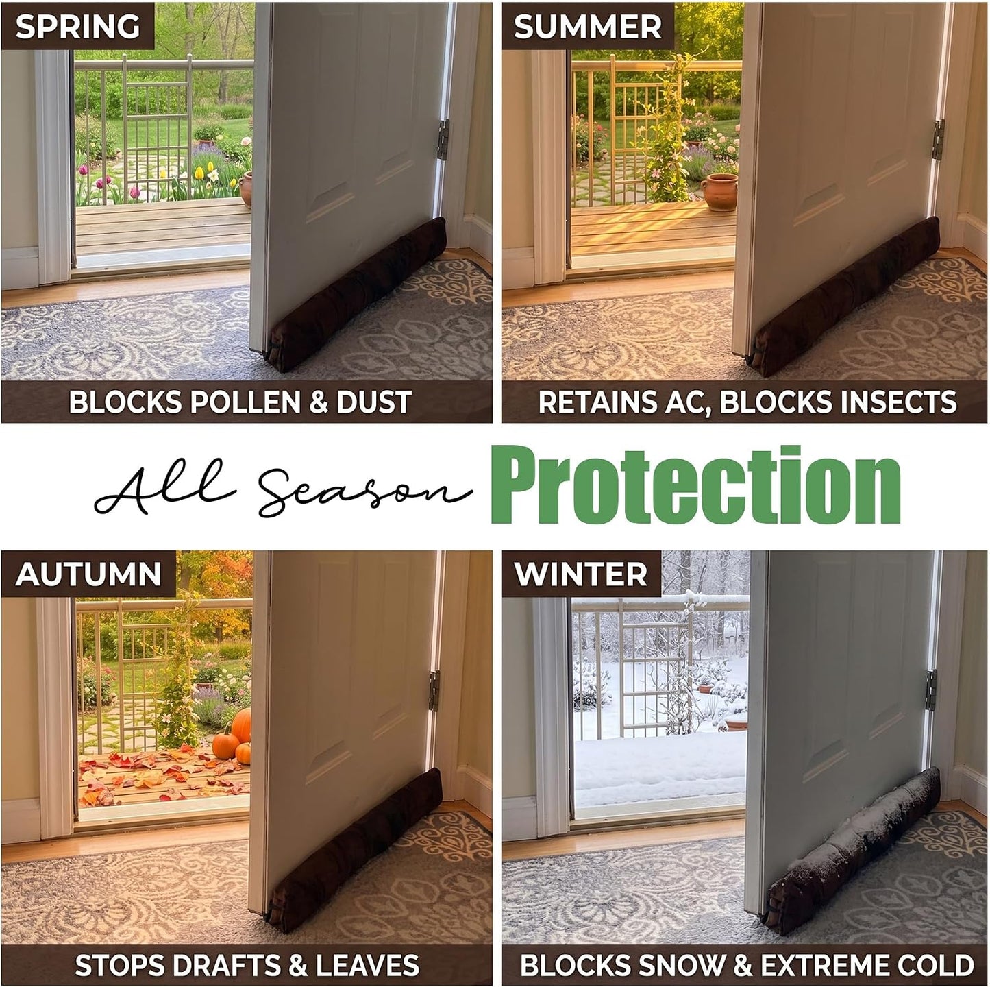 Evelots Magnetic Door Draft Stopper, 36-Inch Cold Air, Dust & Noise Blocker | Powerful magnets keep the 36-inch draft stopper securely in place on steel doors while helping block cold air, dust and noise