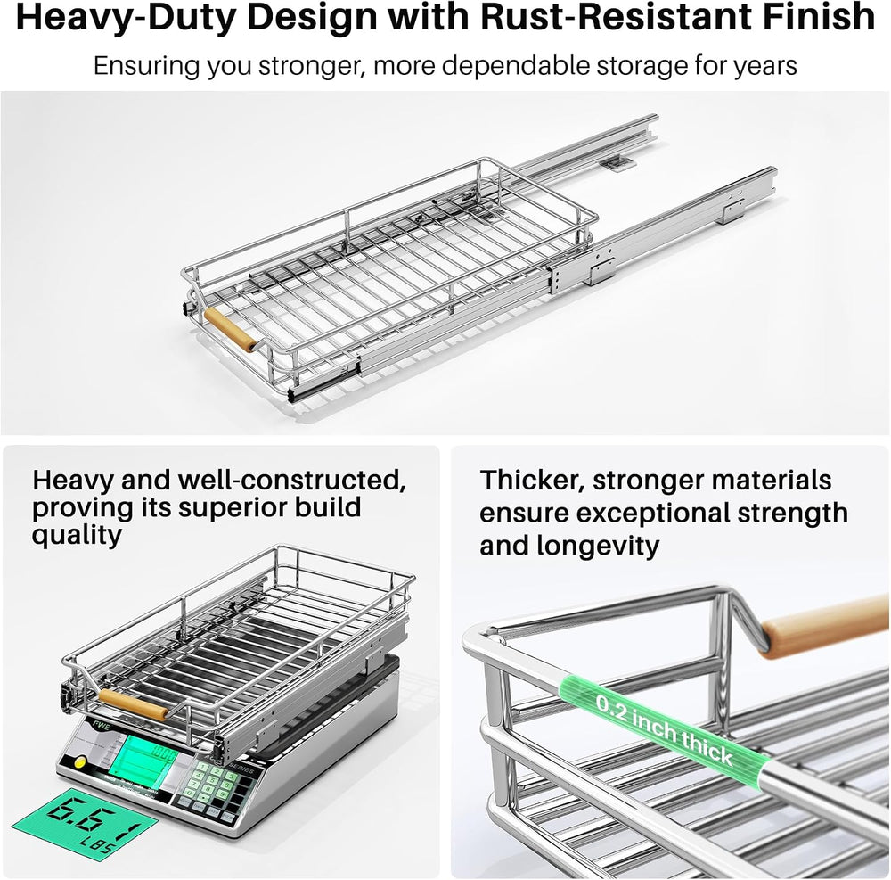 Pull out Cabinet Organizer, 9"W X 21"D, Heavy Duty Smooth Sliding U...