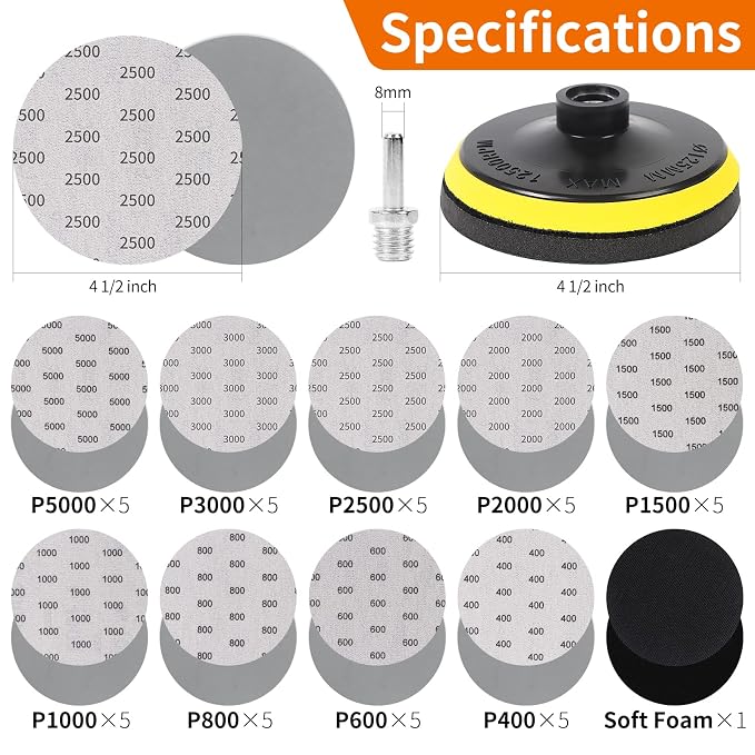 45PCS 5 Inch Wet Dry Sanding Discs Kit - Image 2
