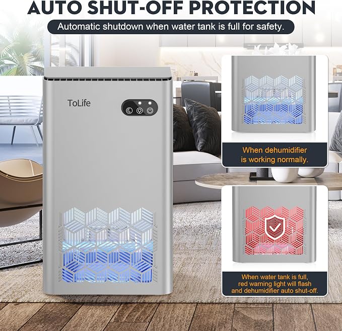 ToLife Dehumidifier for Home, 1000 sq.ft Dehumidifiers for Basement Bedroom - Image 6