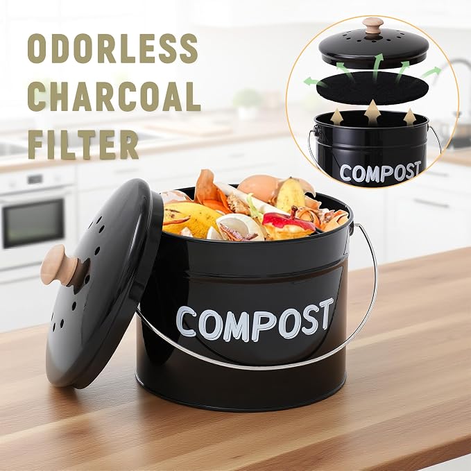 Compost Bin for Kitchen Counter, 1 Gallon Compost Bucket - Image 6