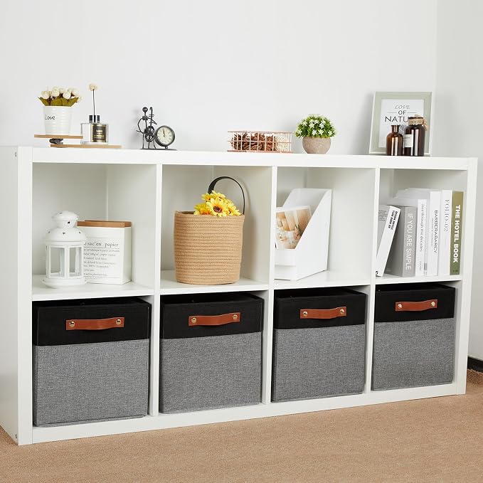 HNZIGE Cube Storage Baskets, Fabric Storage Cubes 12 x 12, Decorative Storage - Image 3
