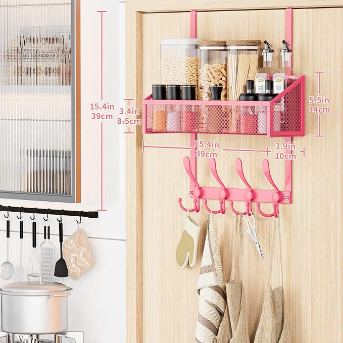 Over The Door Hooks Organizer, Coat Rack Over The Door Storage Hanger Towel Rack - Image 7
