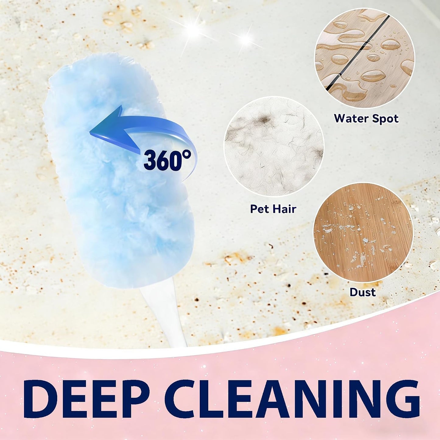 6 ft Extendable Handle with 20 Duster Refills, Heavy Duty Duster Refills Kit Compatible with Swiffer for Ceiling Fan Blades, Cleaning, Dusting, Furniture, Blind, Hard-to-Reach Areas