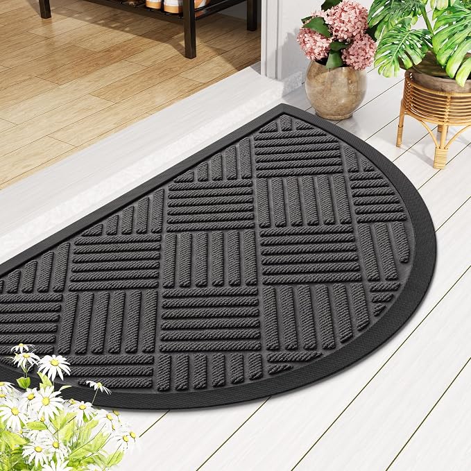 Smiry Half Circle Front Door Mat Outside Entrance, Heavy Duty Outdoor Indoor - Image 8