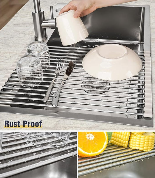 Tomorotec 17.7" x 12.5" Roll Up Dish Drying Rack Over Sink Drying Rack Sink - Image 2