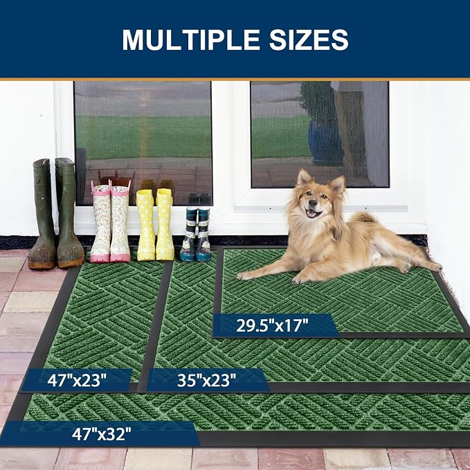 Smiry Front Door Mat Outside Entrance, Heavy Duty Outdoor Indoor Natural Rubber - Image 2