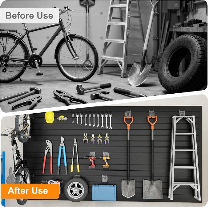DoCred Slatwall Paneling Organizer, 4x7.5 FT PVC Garage Slat Wall Storage - Image 7