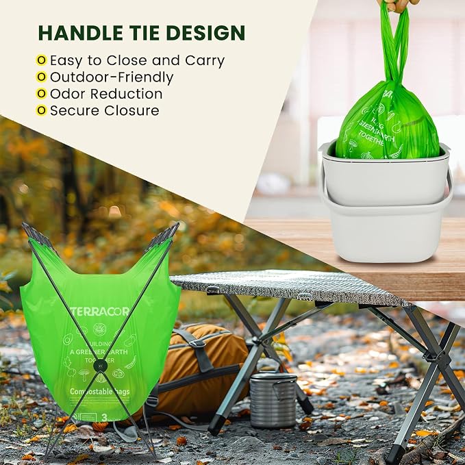 Compost Bags, Handle Tie Food Scrap Bags 3 Gallon, Certified by BPI and ASTM - Image 8