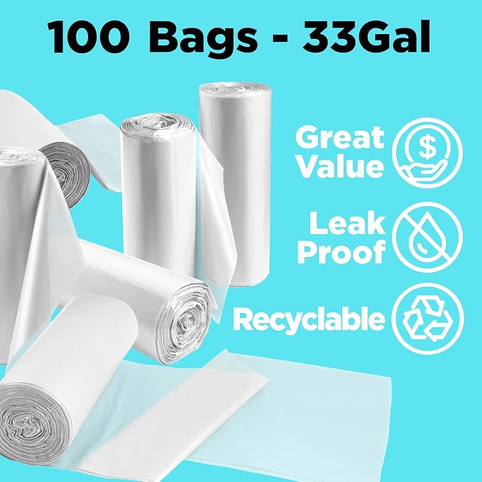 ToughBag 30-33 Gallon Clear Trash Bags Recycling Bag, Garbage Can Liners – - Image 3