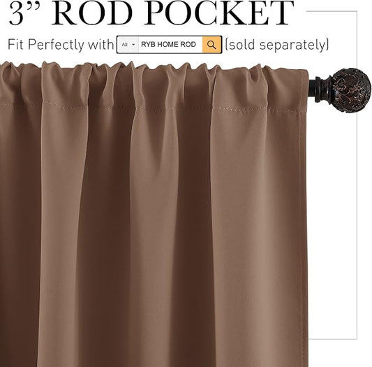 RYB HOME Short Curtains for Small Window, Energy Efficient Window Curtain - Image 2