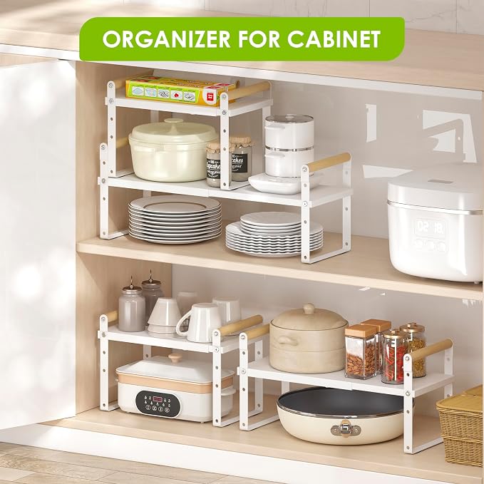 DOLALIKE Expandable kitchen Countertop Organizer, Stackable Cabinet Shelf - Image 2