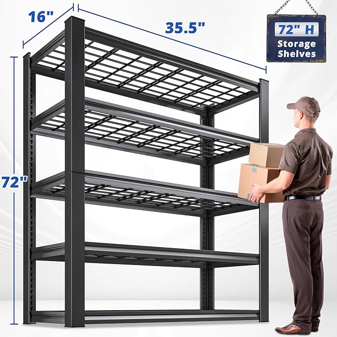 REIBII 3010LBS Storage Shelves 72" H Garage Shelving Heavy Duty Metal Shelving - Image 3