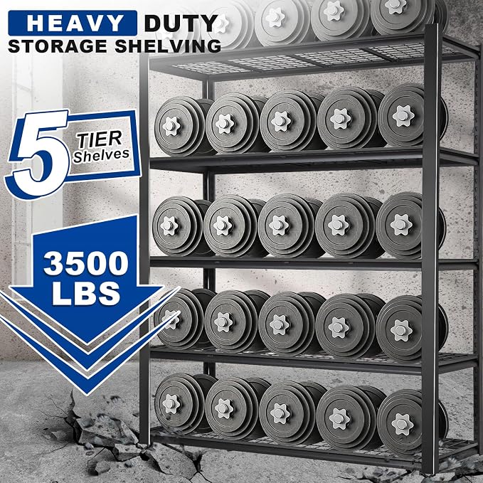 BILT HARD 3500 LBS 60" W x 18" D Garage Shelving, Metal Wire Utility Shelving - Image 5