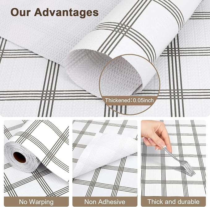 OcePor Non-Adhesive Drawer and Shelf Liner 12IN x 20FT，Non Slip Cabinet and - Image 4