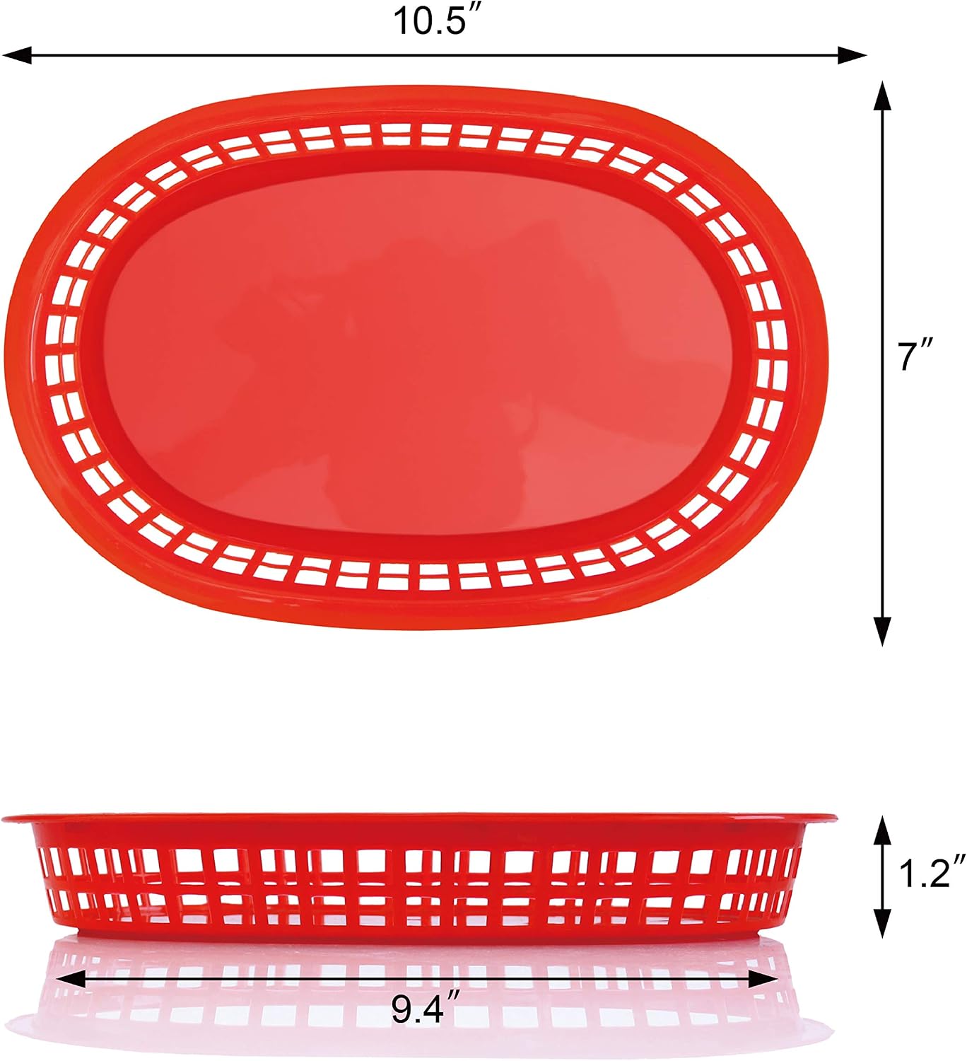 New Star Foodservice Fast Food Baskets, 10.5 x 7 Inch, Set of 12, Red