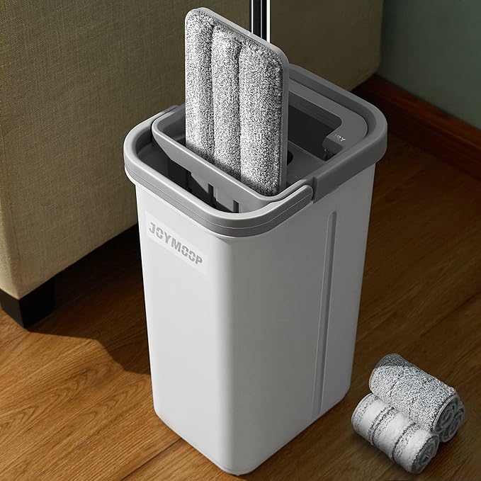 JOYMOOP Mop and Bucket with Wringer Set, Hands Free Flat Floor Mop and Bucket by JOYMOOP