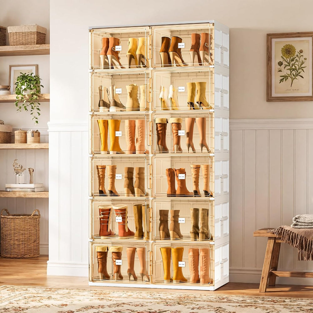 JEKO&JEKO Foldable Boot Storage Cabinet with Magnetic Doors,5-Tier Double...
