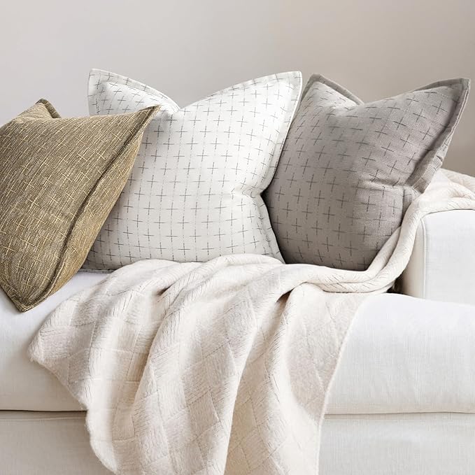 Pillow Covers 24x24 Set of 2 Soft Polyester Textured Pillow Covers - Image 5