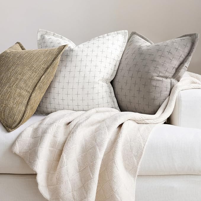 ZWJD Pillow Covers 22x22 Set of 2 Soft Polyester Textured Pillow Covers - Image 5