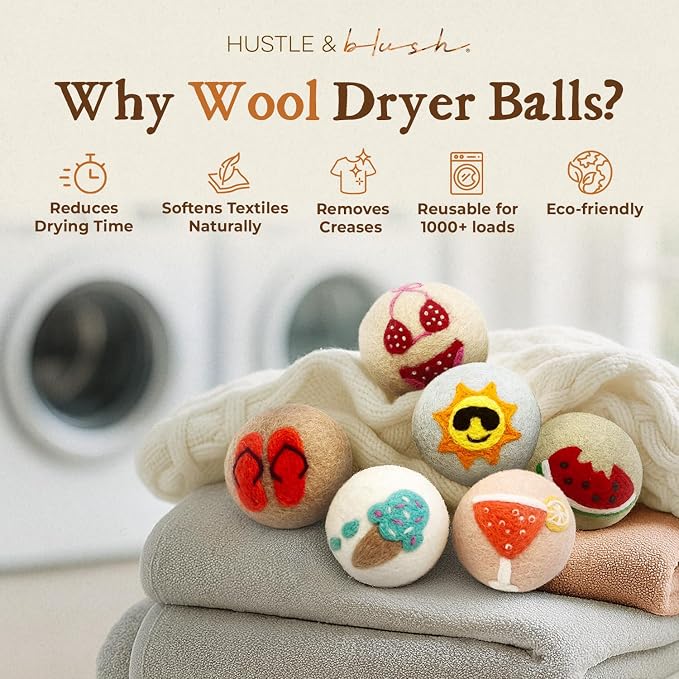 Fluff Ewes Wool Dryer Balls 6 Pack Premium New Zealand Wool Laundry Balls - Image 2