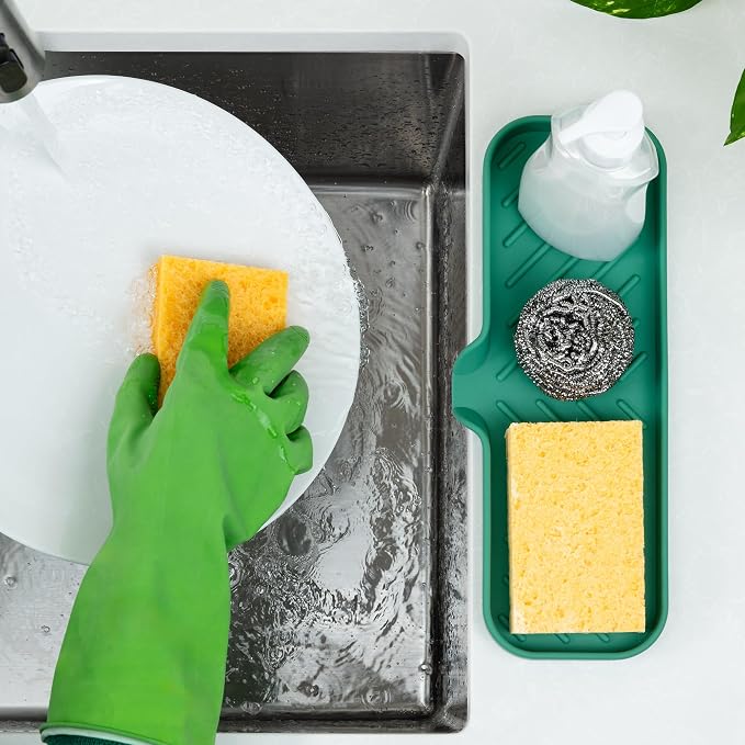 Zulay Kitchen Large Silicone Sponge Holder – Flexible Sink Organizer Tray - Image 3