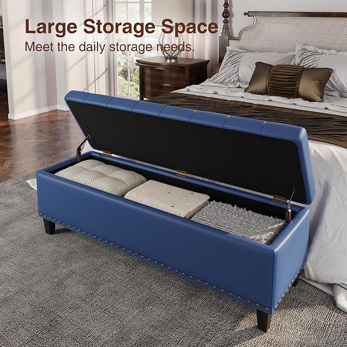Storage Ottoman Bench, 51-Inch Large Storage Bench - Image 4
