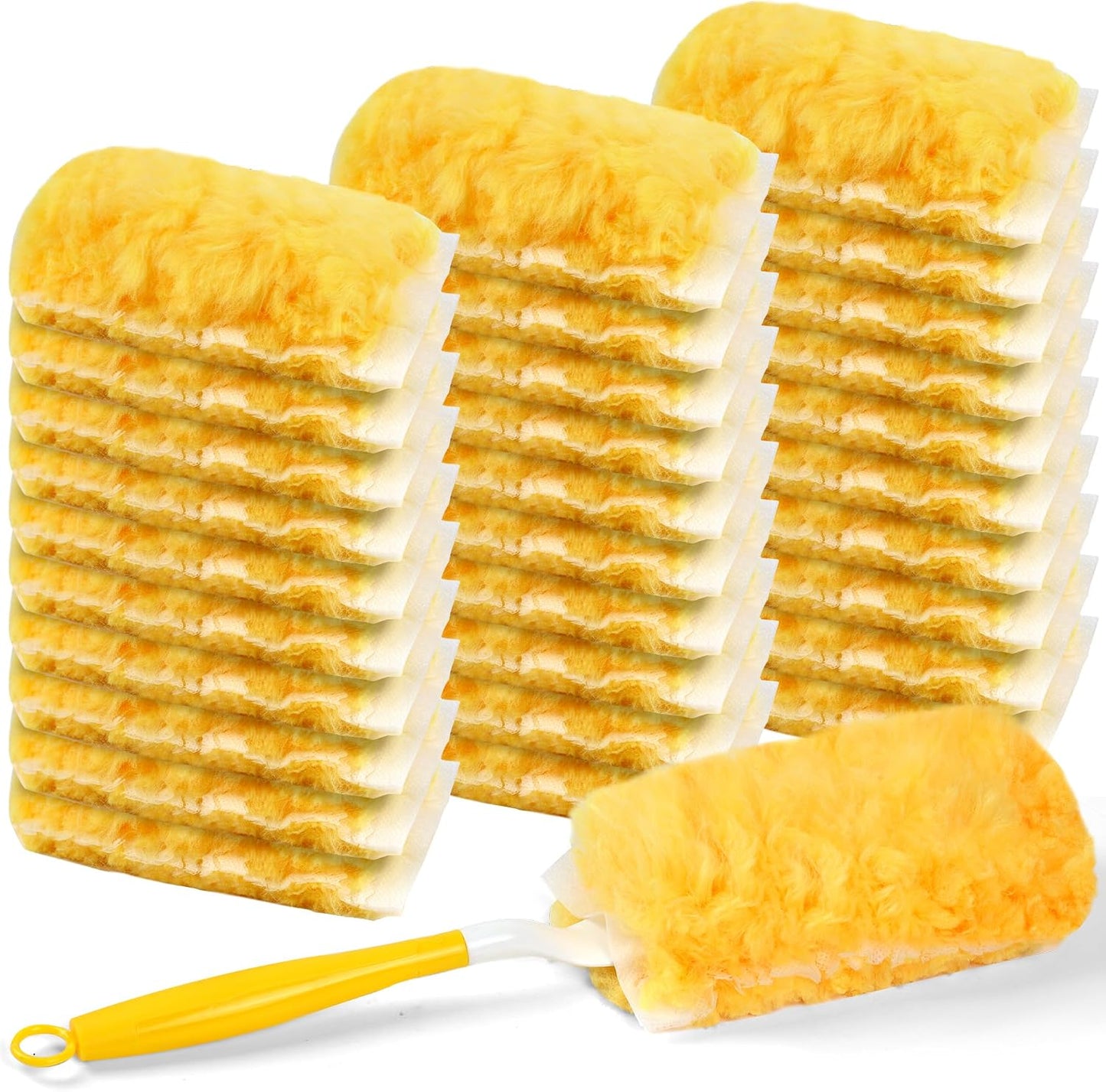 Heavy Duty Duster Refills for Swiffer Duster, 30 Count Duster Refills with 1 Handle | 360° Microfiber Dusting Refills with 5X Microfibers | Disposable Dusters for Cleaning Hair,Blinds,Furniture,Office