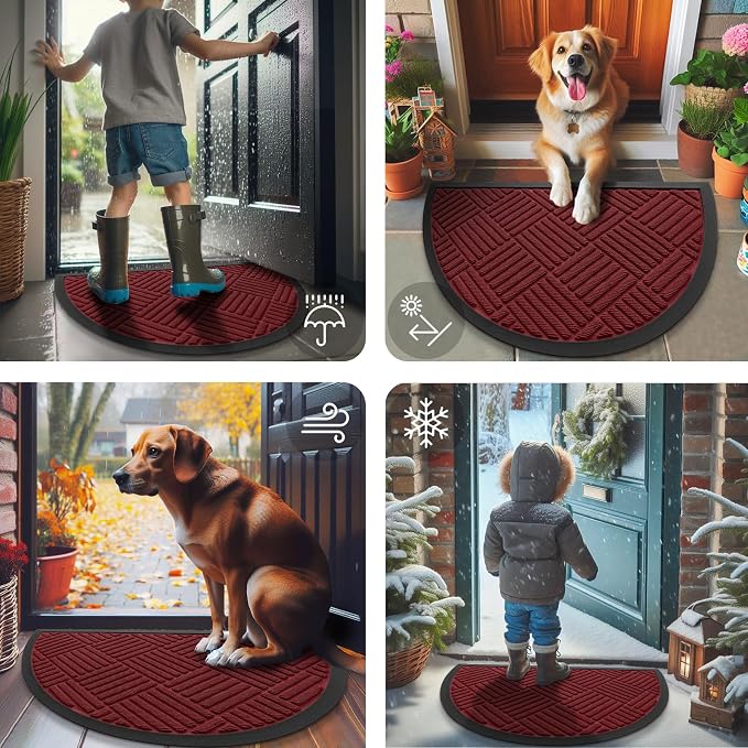 Smiry Half Circle Front Door Mat Outside Entrance, Heavy Duty Outdoor Indoor - Image 7