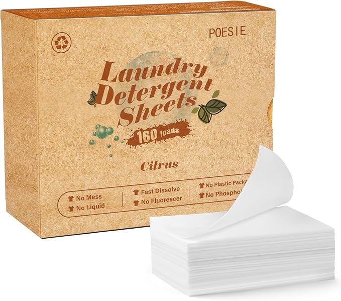 Poesie Laundry Detergent Sheets Citrus Scent 160 Sheets 80 Large Loads Laundry by Poesie