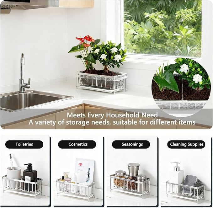 Kavciva Sink Caddy Sponge Holder, 304 Stainless Steel Dish Brush Holder - Image 7