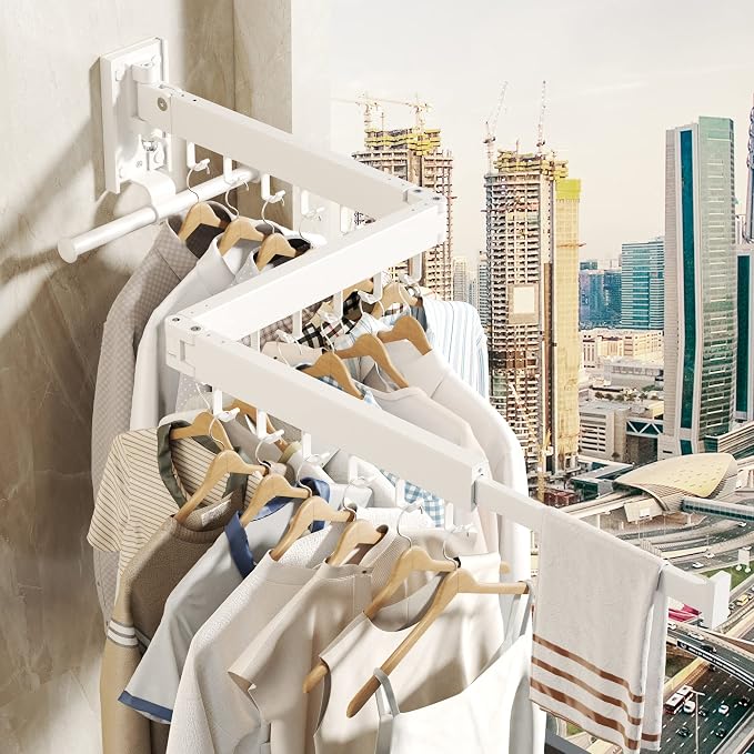 Wall Mounted Clothes Hanger Rack, Clothes Drying Rack, Laundry Drying Rack - Image 4