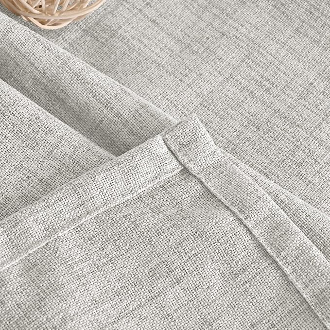 YoungsTex Light Grey Linen Semi Sheer Curtains 84 Inch Length - Image 9